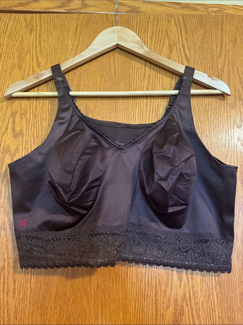 Ruby Ribbon Lace demiette Wireless Bralette - Brown